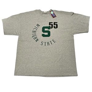 Michigan State 55 Gray Short Sleeve T-Shirt Size 2XL